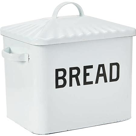 creative co-op enameled metal distressed bread box with lid|distressed bread box with lid.